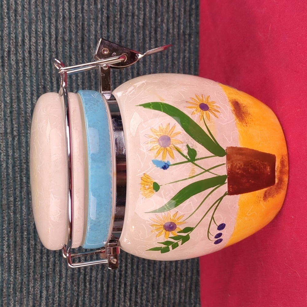 Tabletrendz By Sakura Stoneware Salad Plates And Latch Canister Floral Applique - Picture 6 of 17